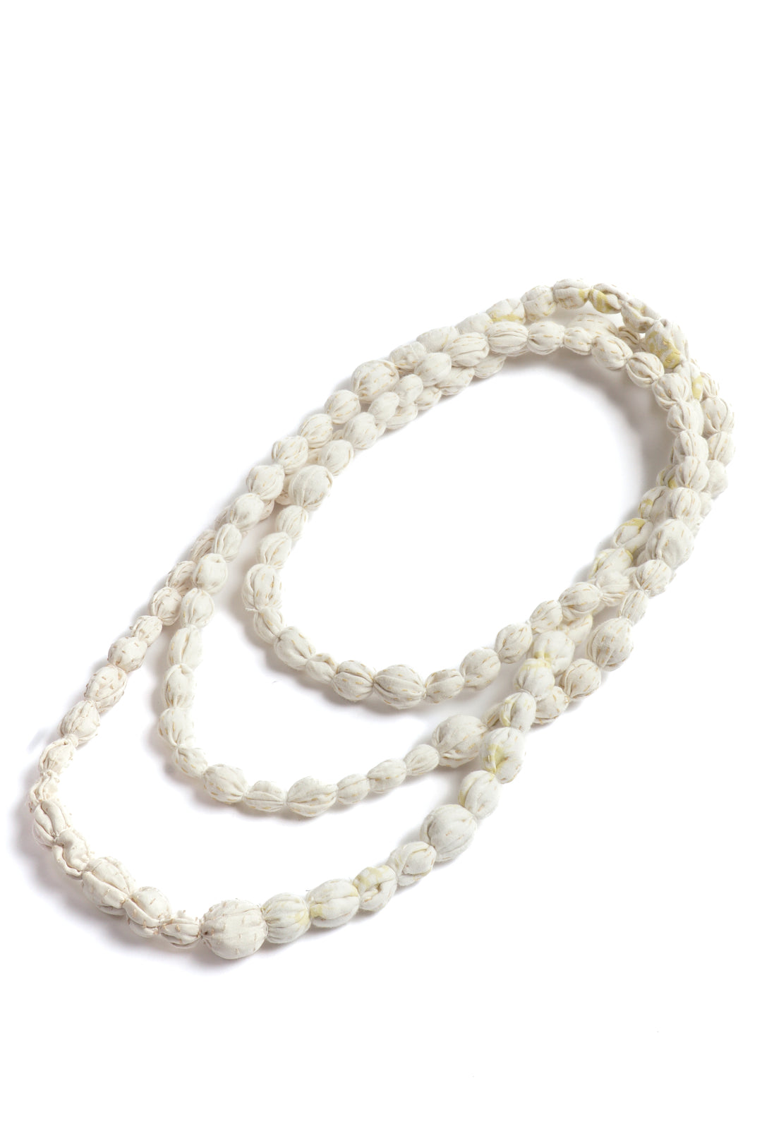 VINTAGE SILK KANTHA TIE-BEADS LONG NECKLACE - sv2707-ivy -