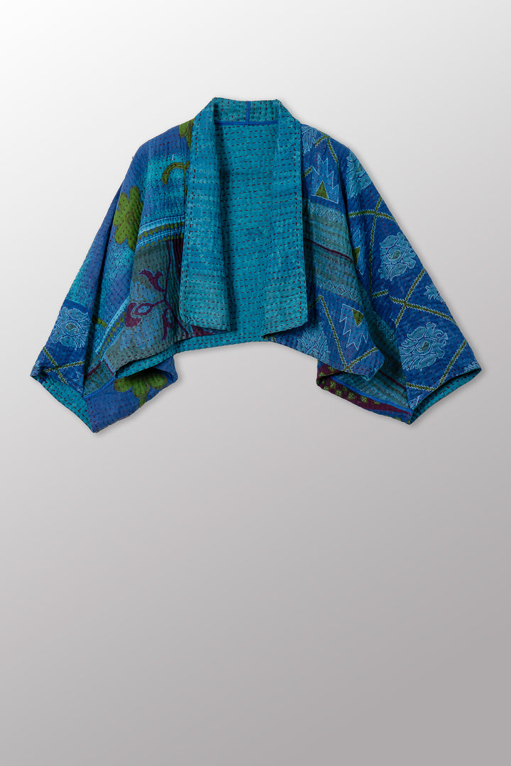 VINTAGE COTTON BBK KANTHA PUFF SLV. SHRUG - bb4062-0001a -
