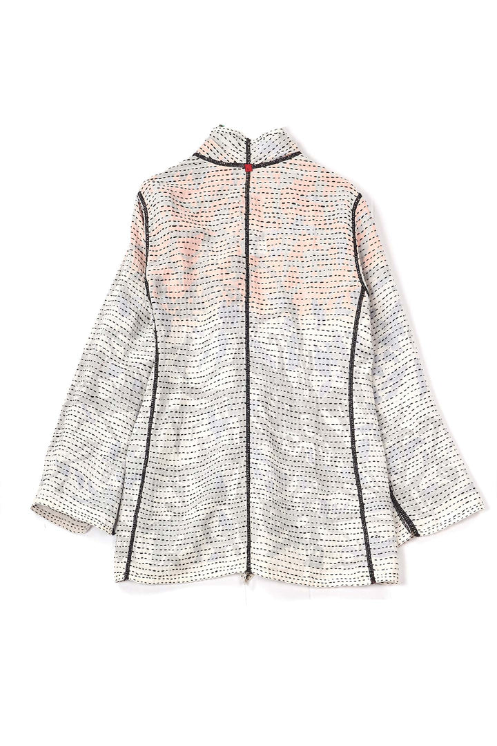 SUMMER BREEZE PRINT KANTHA SHORT JKT - sz2007-blu -