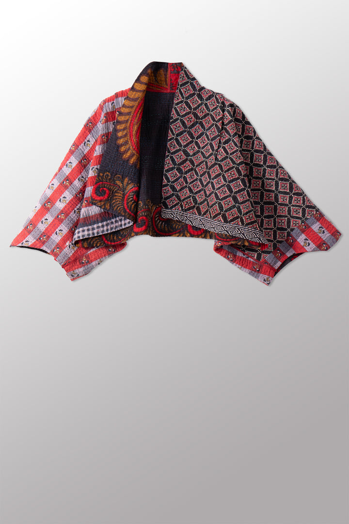 VINTAGE COTTON KANTHA  PUFF SLV. SHRUG - cv4062-0051a -