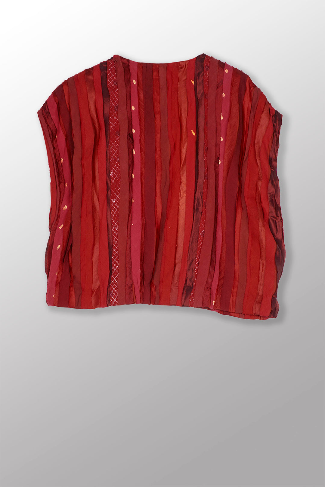 WAVY STRIPE KANTHA WIDE SHOULDER VEST - wv2245-red -