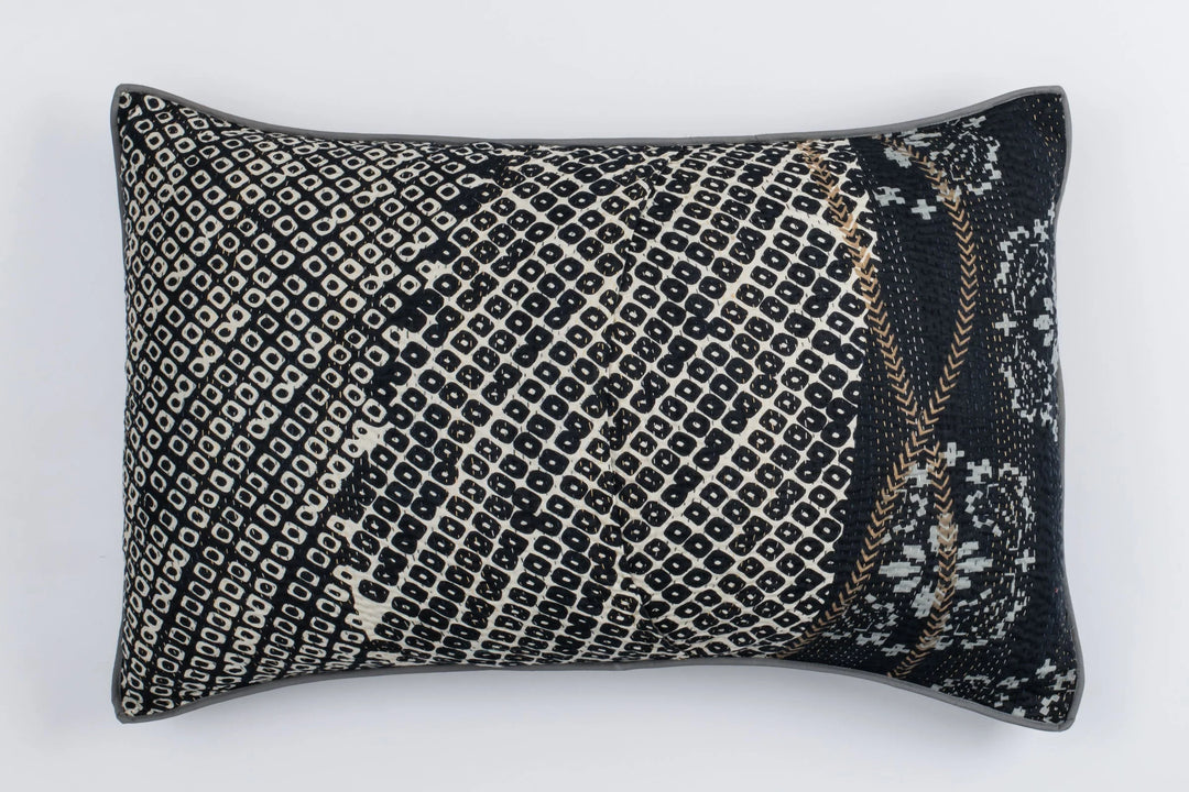 Kimono Print  Black Pillow