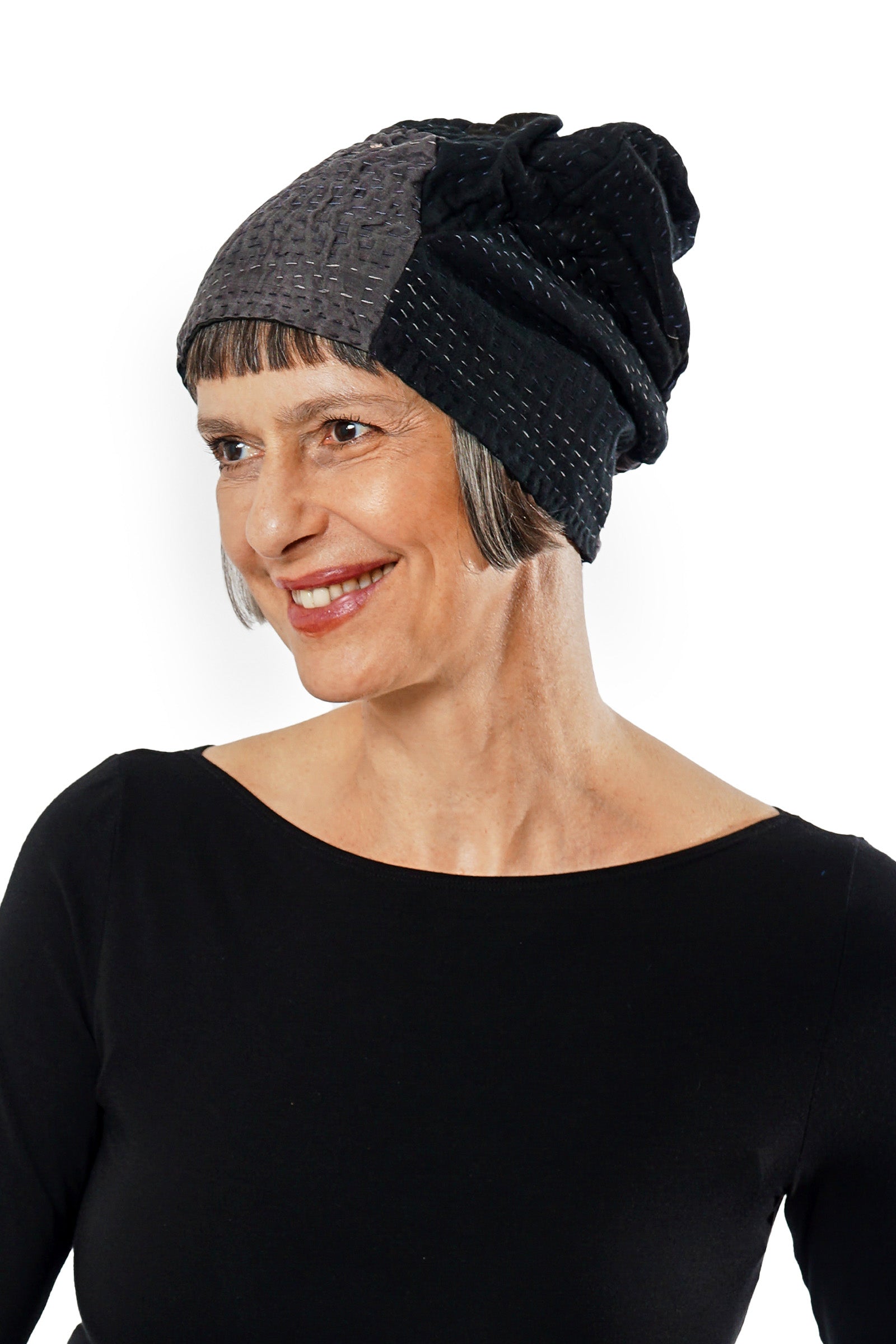 COTTON SILK SW PATCH KANTHA PATCHWORK HAT - ws4880-blk - – Mieko Mintz ...
