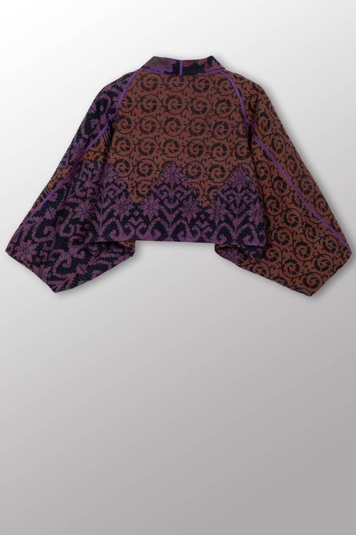 COTTON OVERDYE KANTHA PUFF SLV. SHRUG - ov4062-cprp007a -