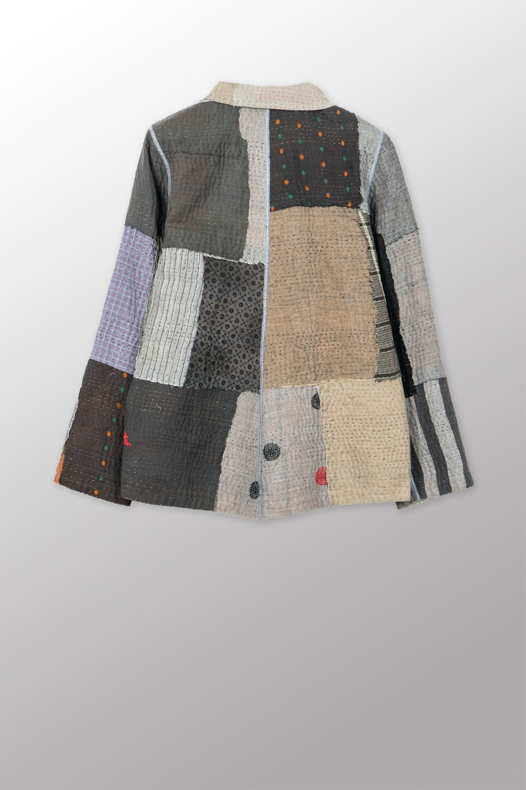 FRAYED PATCH KANTHA SIMPLE JKT - fi4022-glk -