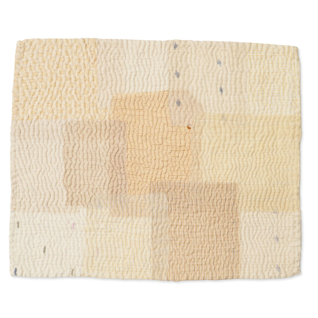 Printed Fray Vintage Cotton Kantha Placemats -Ivory (Set of 2)