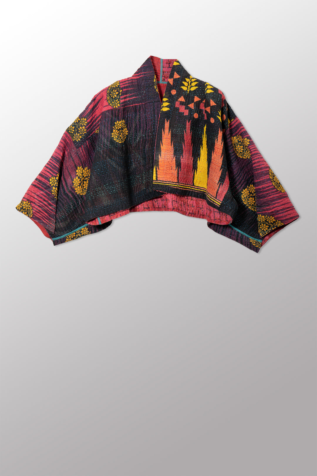 VINTAGE COTTON KANTHA  PUFF SLV. SHRUG - cv4062-0052a -