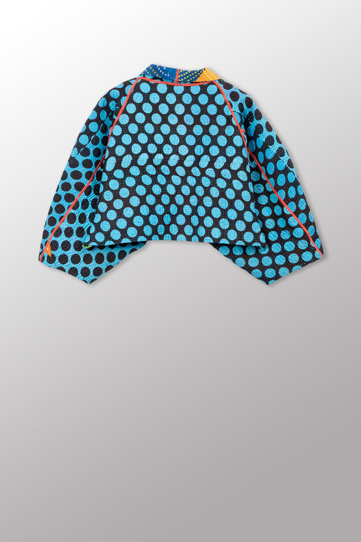 SFDG PRINT KANTHA PUFF SLV. SHRUG - sf4062-mlt -