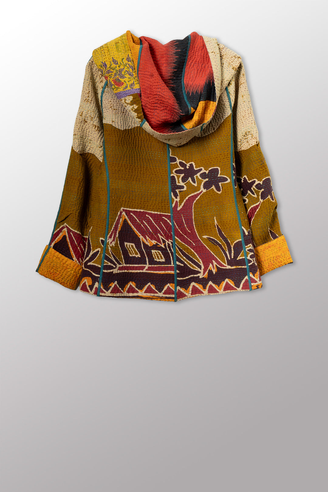 VINTAGE COTTON KANTHA HOODIE JKT - cv4036-0026m -