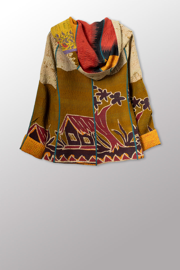 VINTAGE COTTON KANTHA HOODIE JKT - cv4036-0026m -