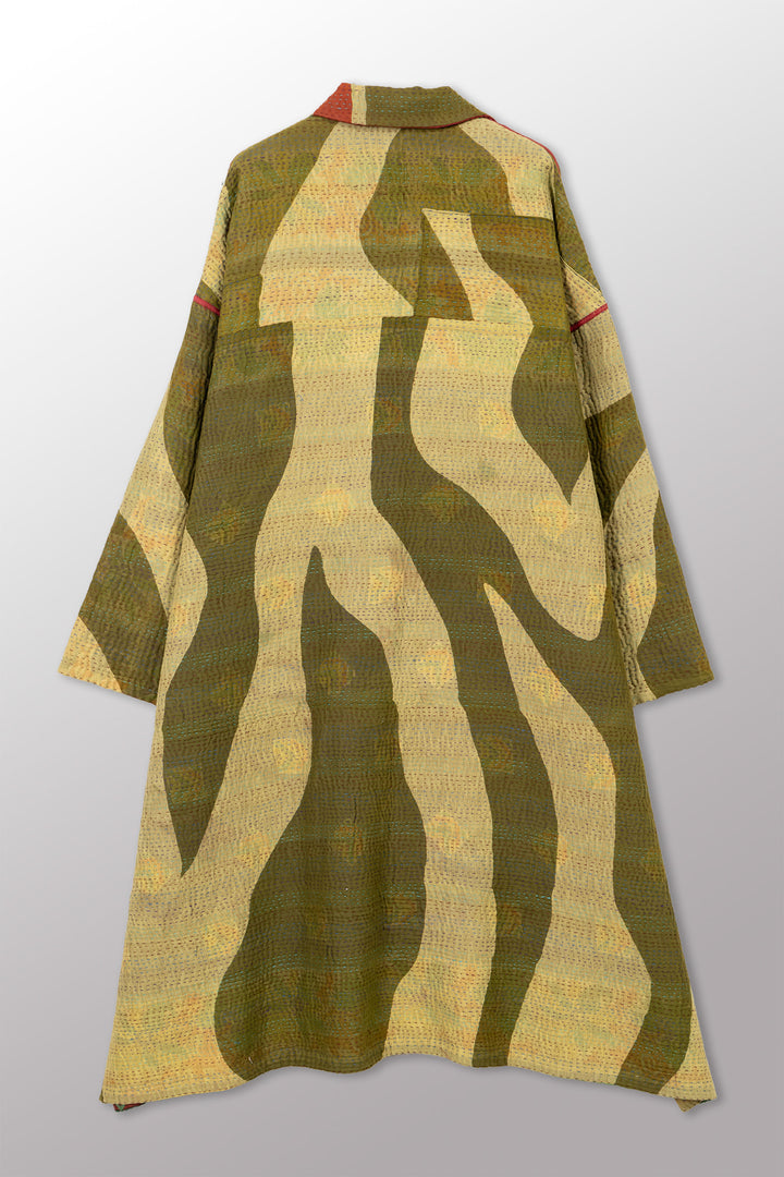 COTTON OVERDYE KANTHA NEW OVERSIZED COAT - ov4342-cgrn001a -
