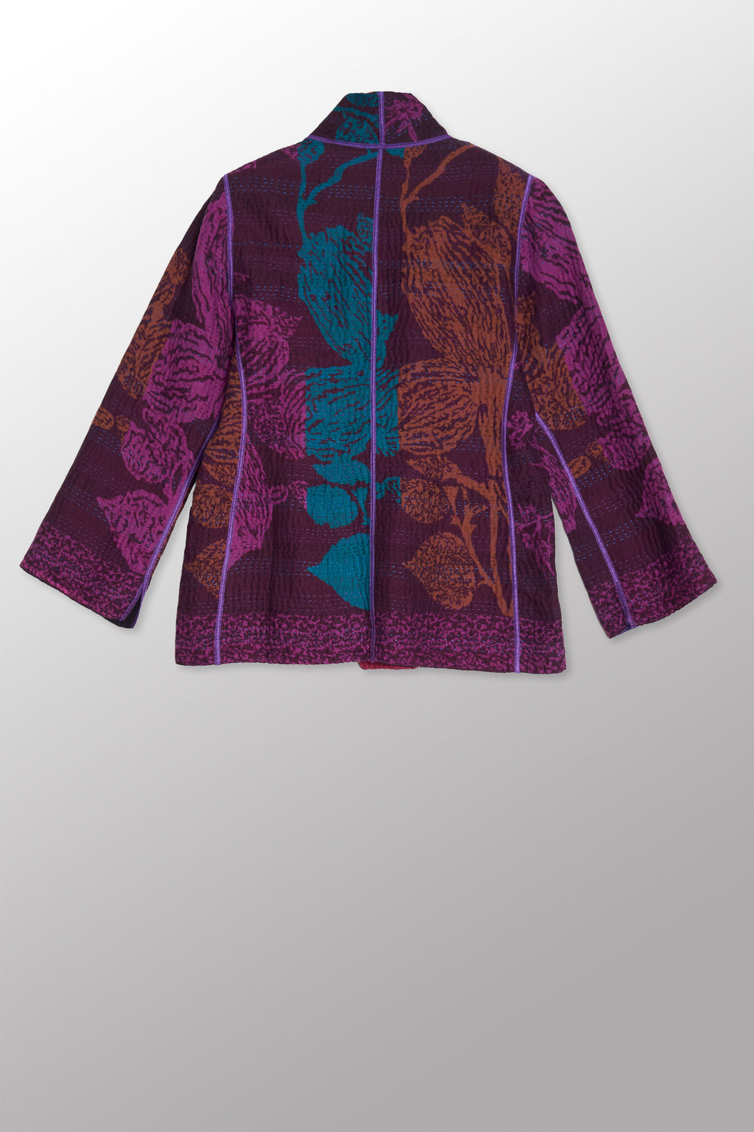 NIGHT FLOWERS KANTHA SHORT JACKET - nl4007-prp -