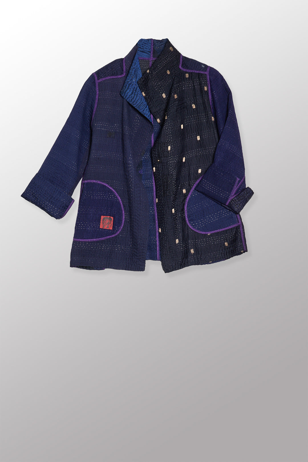 JAIPUR PATCH KANTHA SHORT JKT - jp4007-nvy -
