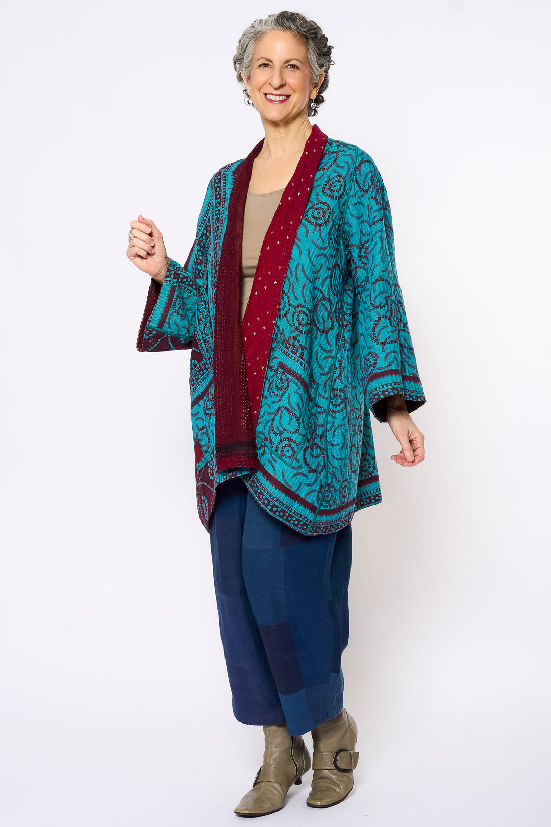 COTTON OVERDYE KANTHA A-LINE JKT - ov4003-ctuq002a -