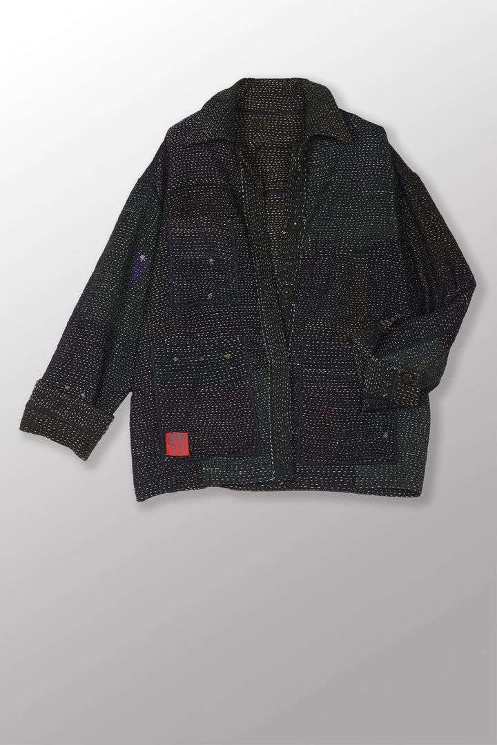 MUJI PATCH KANTHA WORKERS JACKET - mp4085-biy -