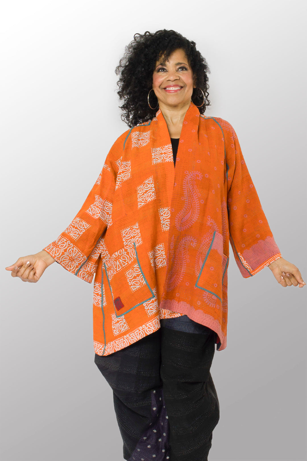 VINTAGE COTTON KANTHA A-LINE JKT - cv2003-0160a -