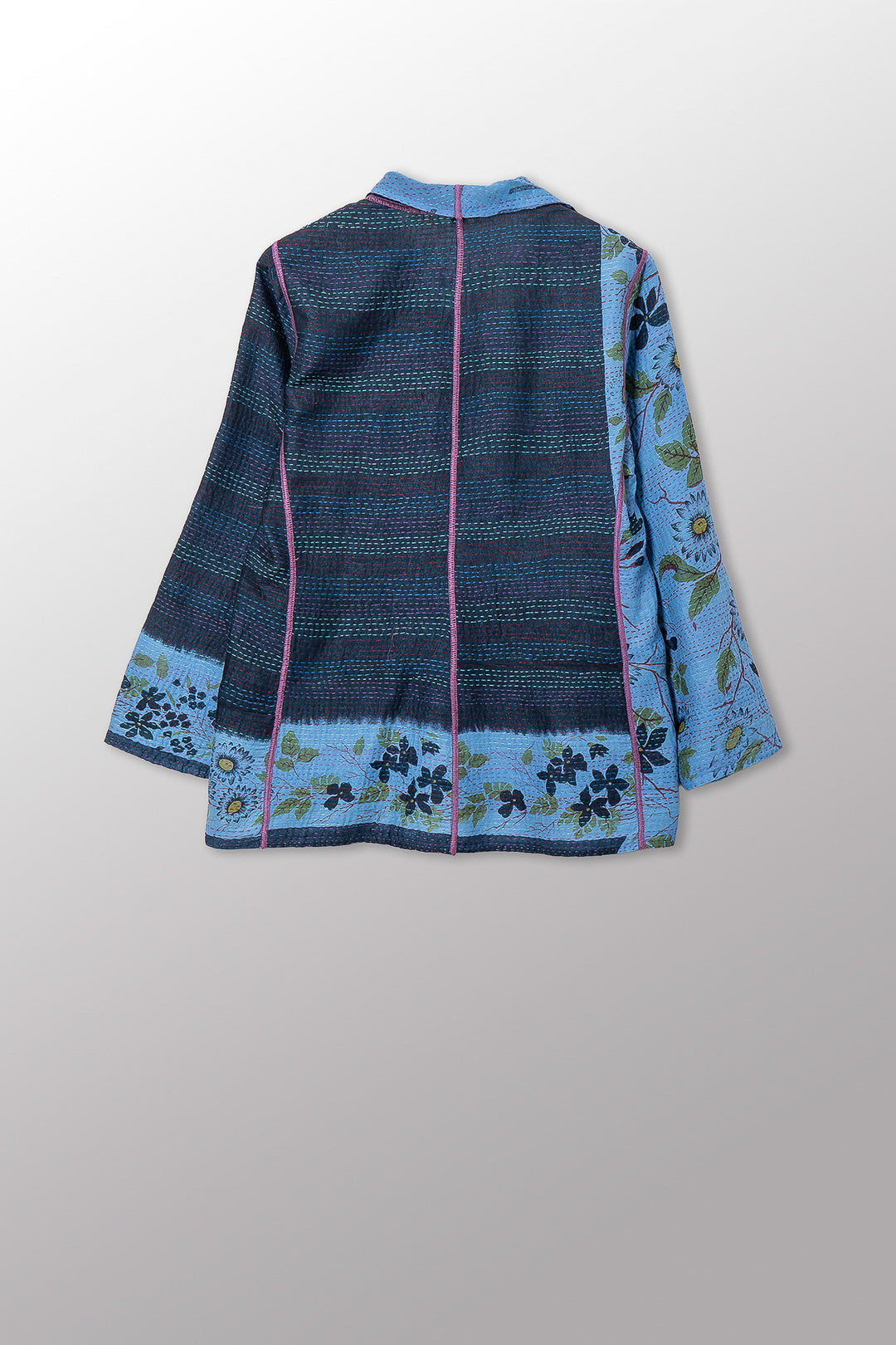 VINTAGE COTTON & NEW VOILE KANTHA SHORT JKT - cn2007-0008m -