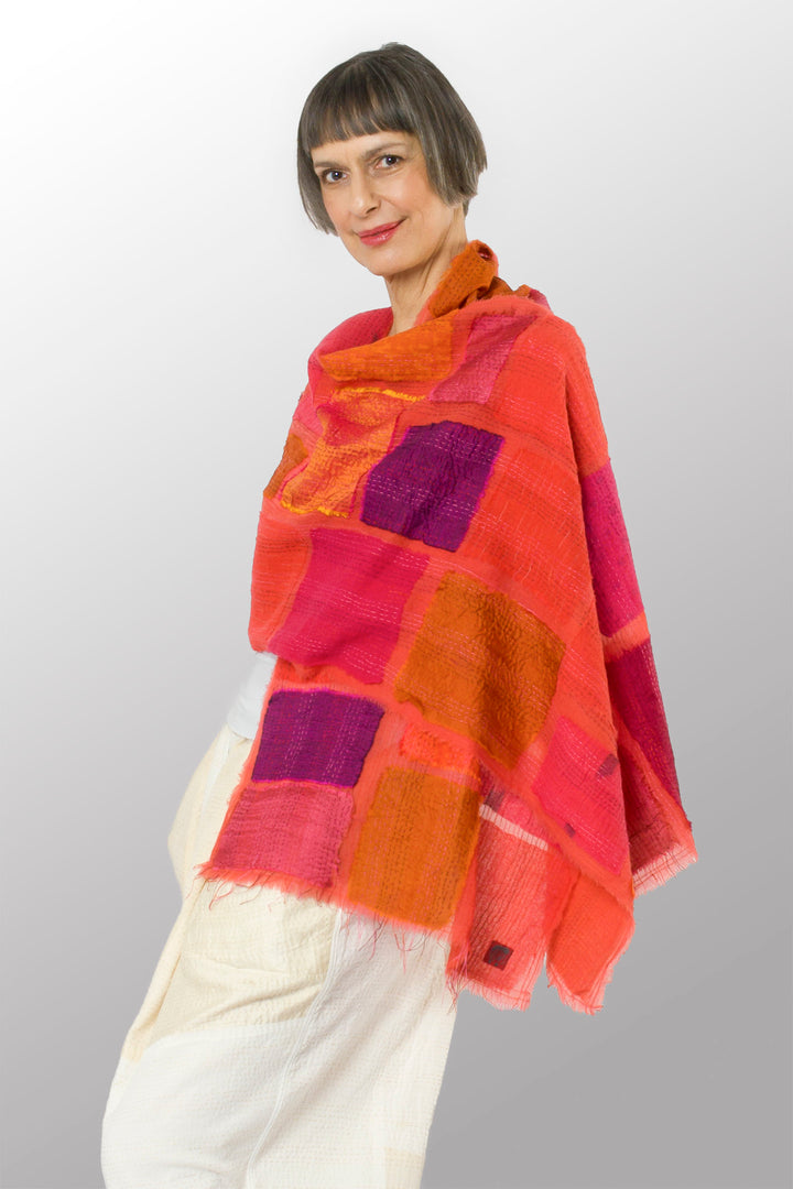 TONAL TILE PATCH KANTHA SCARF STANDARD - tt2801-pik -