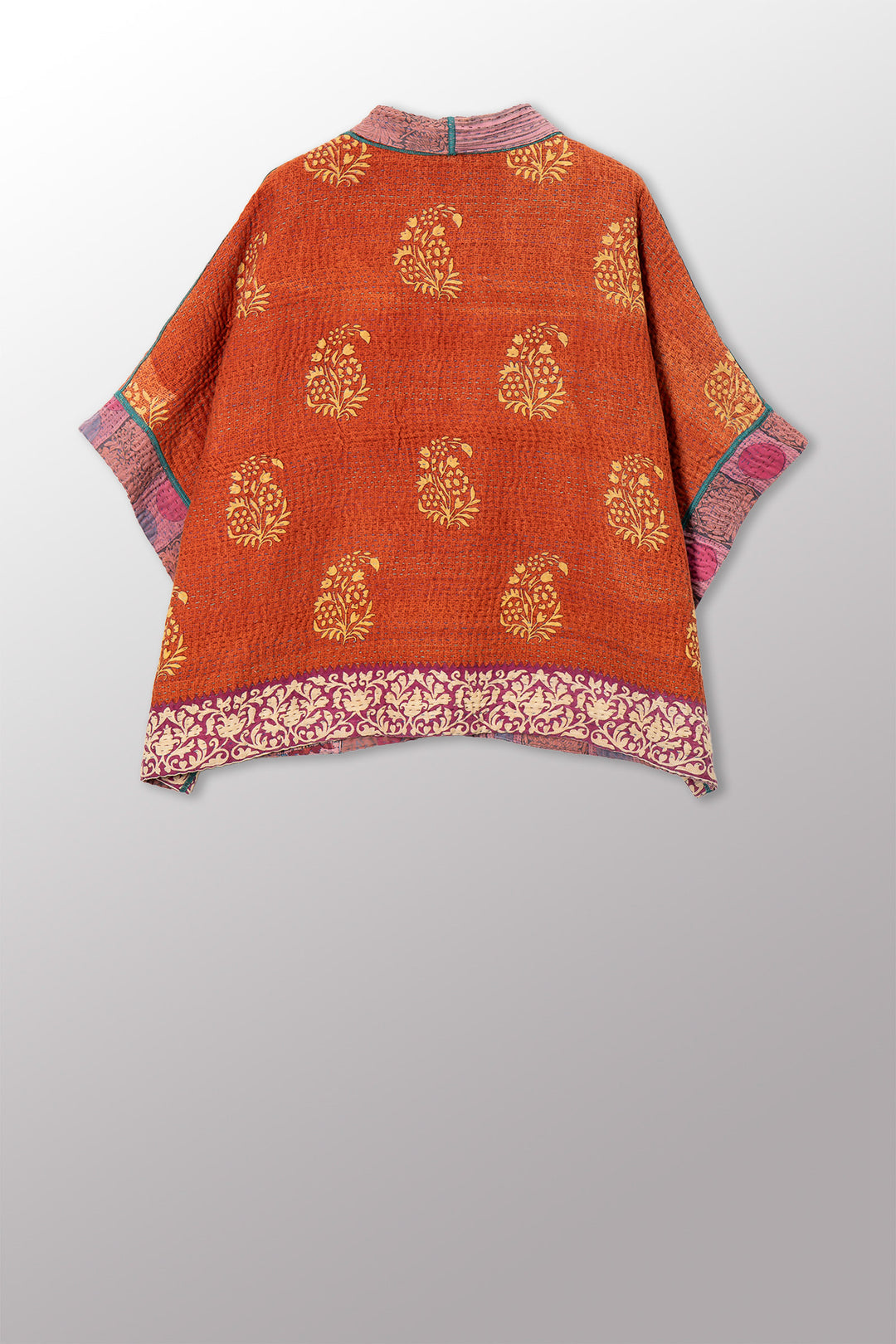 VINTAGE COTTON KANTHA MINI PONCHO - cv4060-0062a -