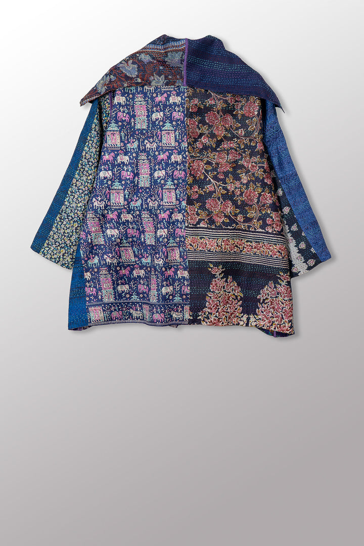 VINTAGE SILK KANTHA FLARE JKT - sv2010-0059a -