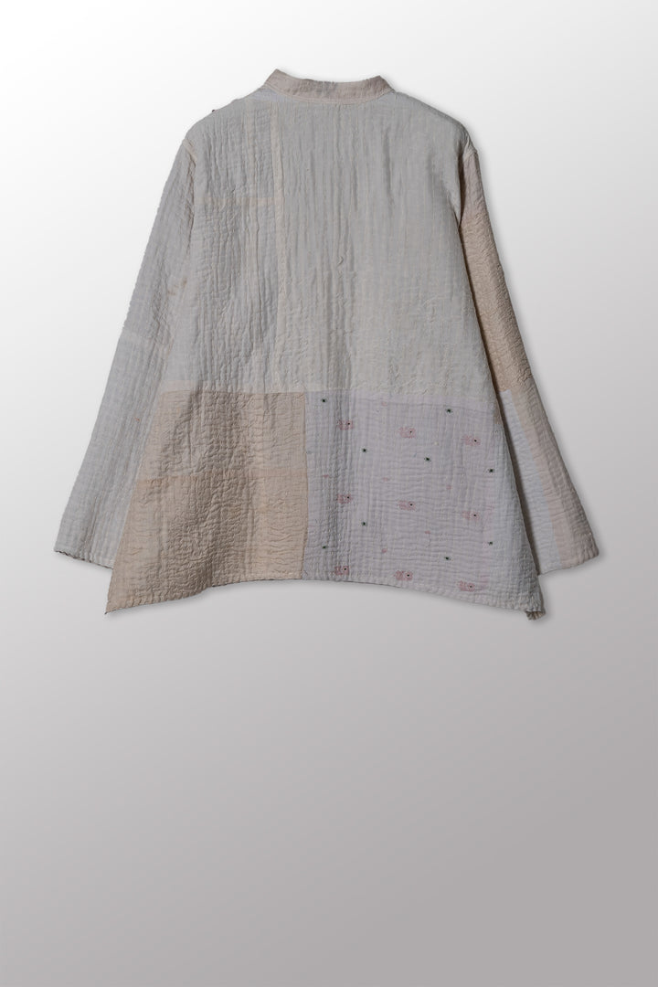 BBK PATCH KANTHA KAFTAN JACKET SHORT - bl-bbp4088-ivy -