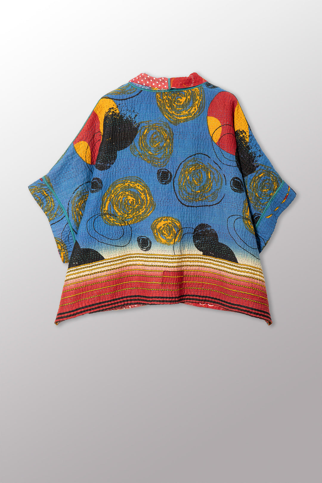 VINTAGE COTTON KANTHA MINI PONCHO - cv4060-0064a -