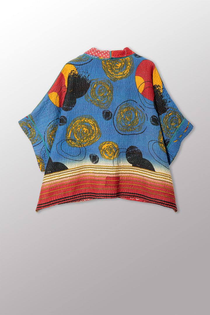 VINTAGE COTTON KANTHA MINI PONCHO - cv4060-0064a -