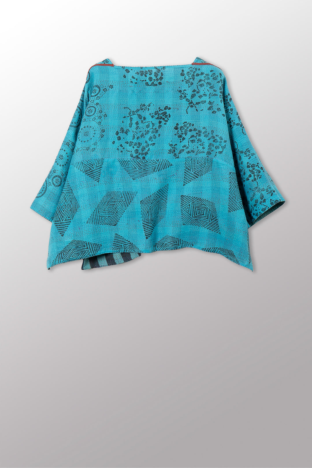 VINTAGE COTTON & NEW VOILE KANTHA 3/4 SLV. CROP TOP MIO - cn2538-0010a -
