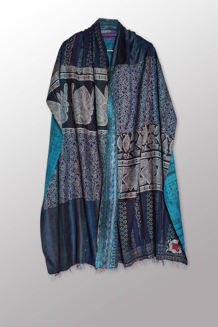 VINTAGE SILK KANTHA SHAWL MEDIUM - sv2802-0010a -
