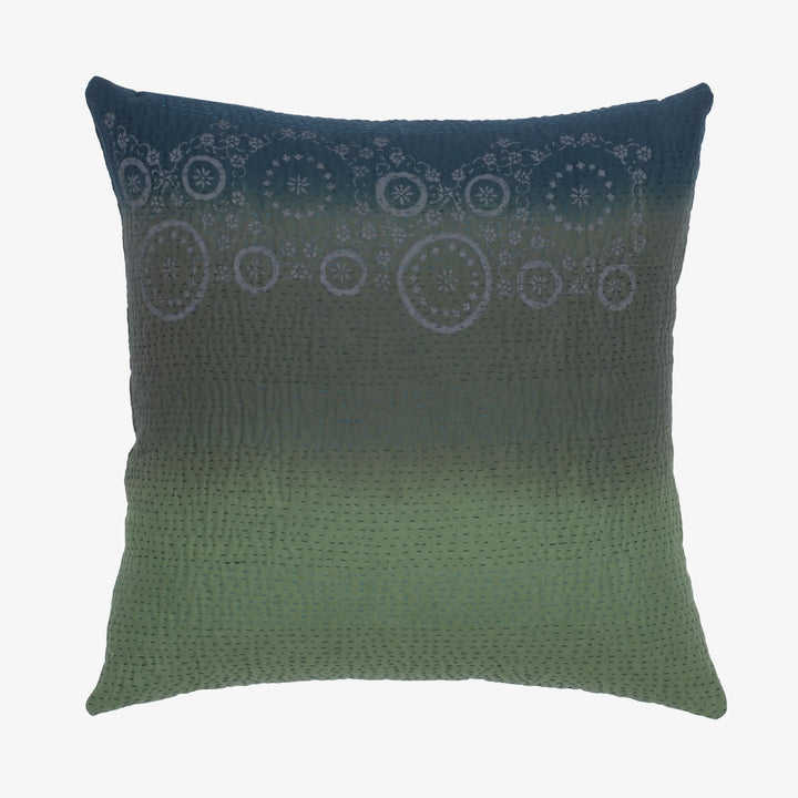 Cotton Ombre Handmade Vintage Kantha Pillow -Avocado