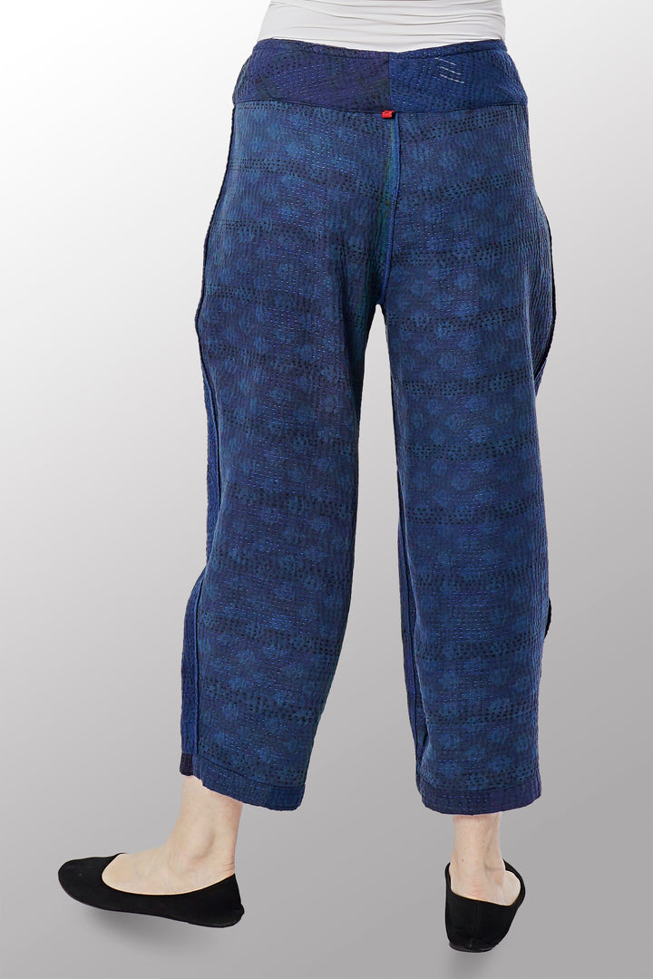 OMBRE PATCHED KANTHA NEW LANTERN PANTS - op4651-nvy -