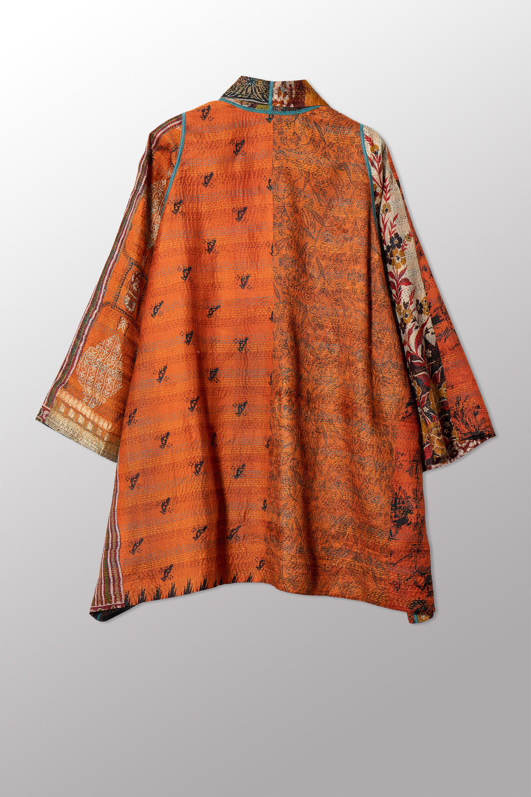 VINTAGE SILK KANTHA A-LINE JKT - sv2003-0394a -