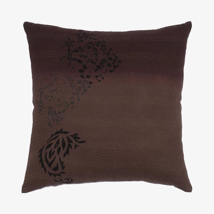 Cotton Ombre Handmade Vintage Kantha Pillow -Chocolate