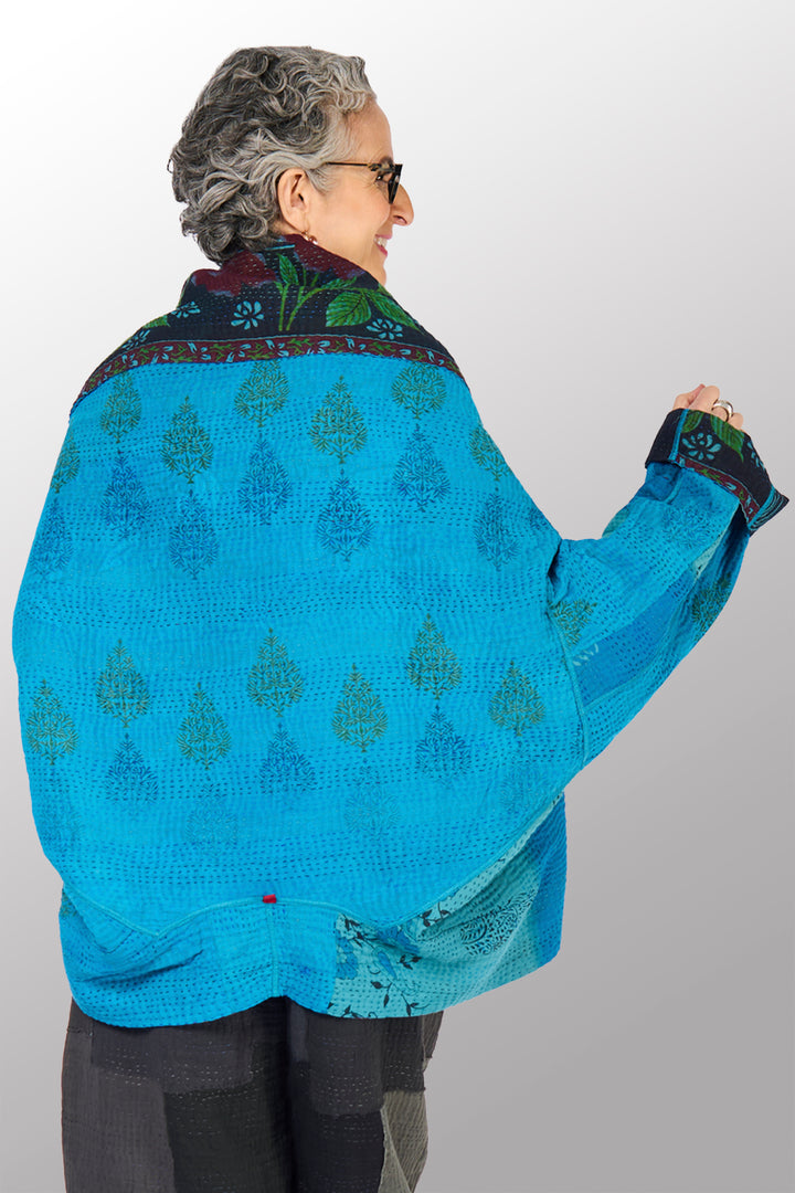 COTTON OVERDYE KANTHA HAORI JACKET - ov4068-ctuq002a -