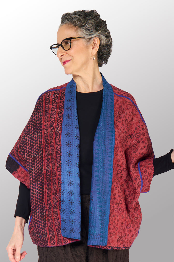 COTTON OVERDYE KANTHA MINI PONCHO - ov4060-cfus005a -