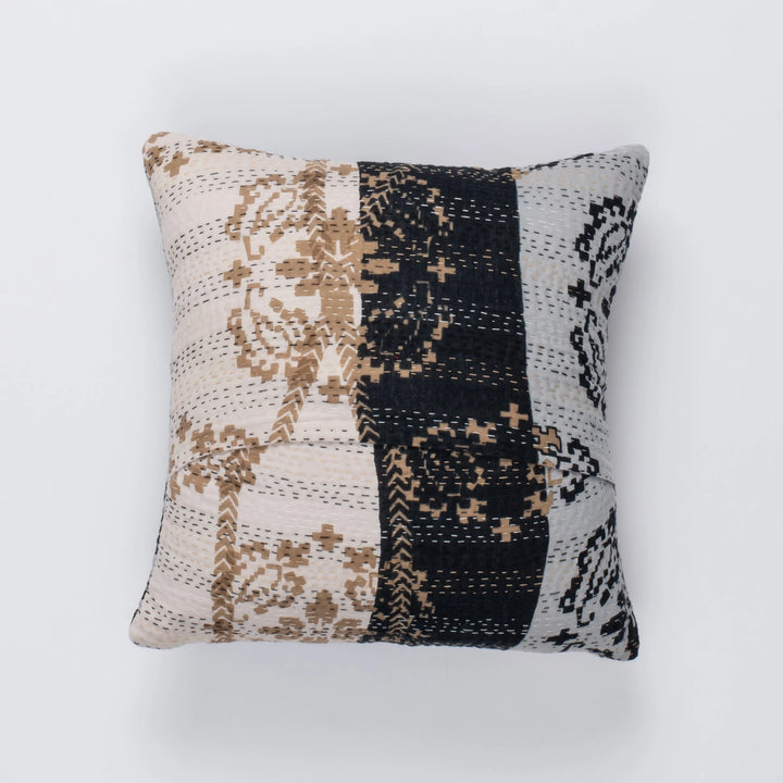 Kimono Print  Black Pillow