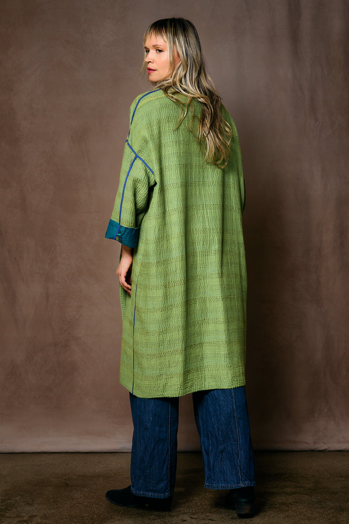 BLOOMING FLOWERS KANTHA SIMPLE ROBE - bf4334-blu -