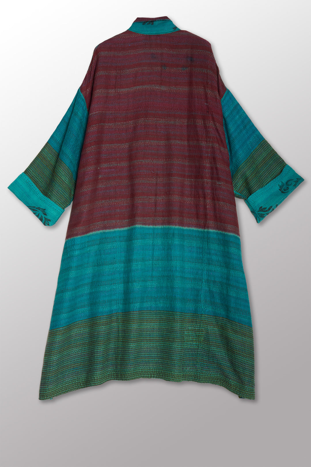 VINTAGE COTTON & NEW VOILE KANTHA NEW OVERSIZED COAT - cn2342-0003a -
