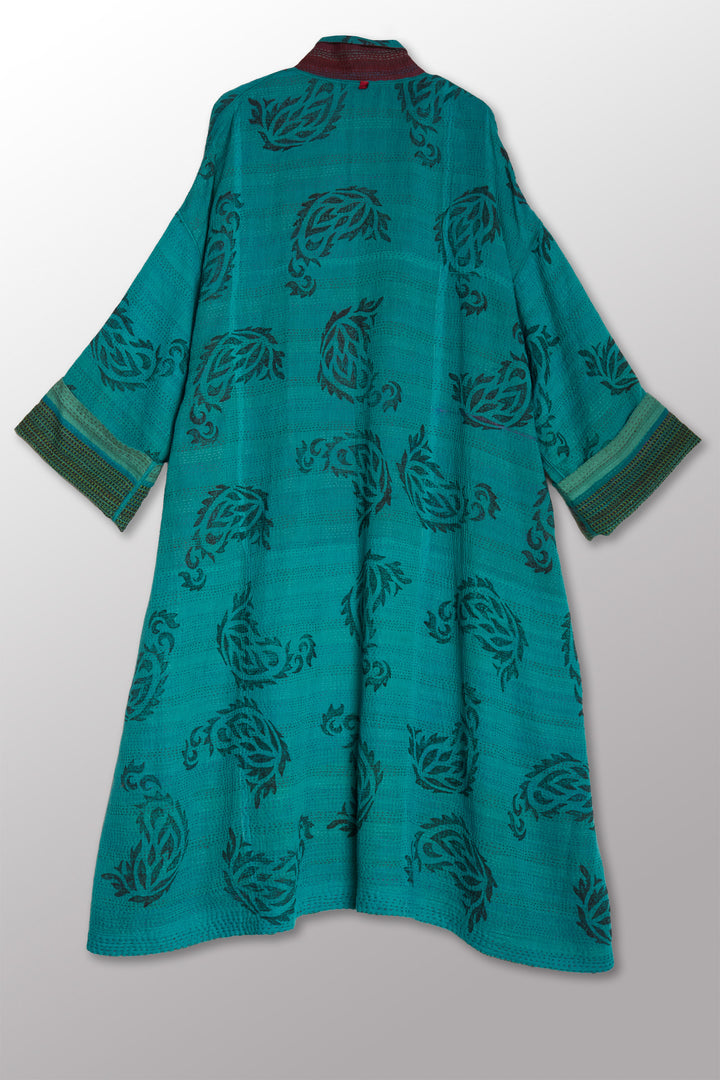 VINTAGE COTTON & NEW VOILE KANTHA NEW OVERSIZED COAT - cn2342-0003a -