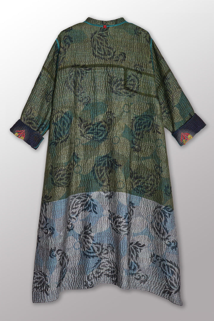 VINTAGE COTTON KANTHA KAFTAN COAT - cv4343-0002s -