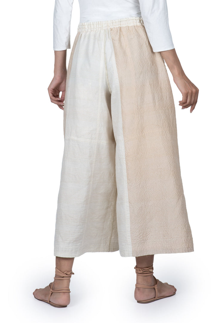 JAIPUR WHITE KANTHA DRAW STRING GAUCHO - jw2627-ivy -