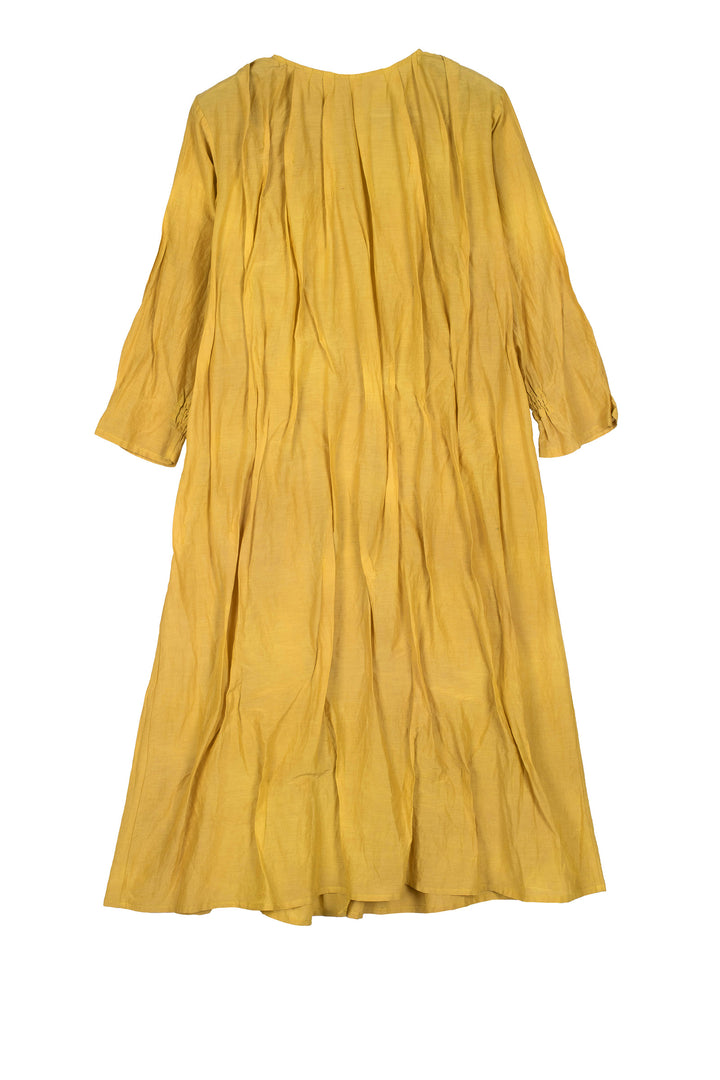 DYED COTTON SILK VOILE WAVY TUCK CROPPED SLV. DRESS - dc1434-cha -