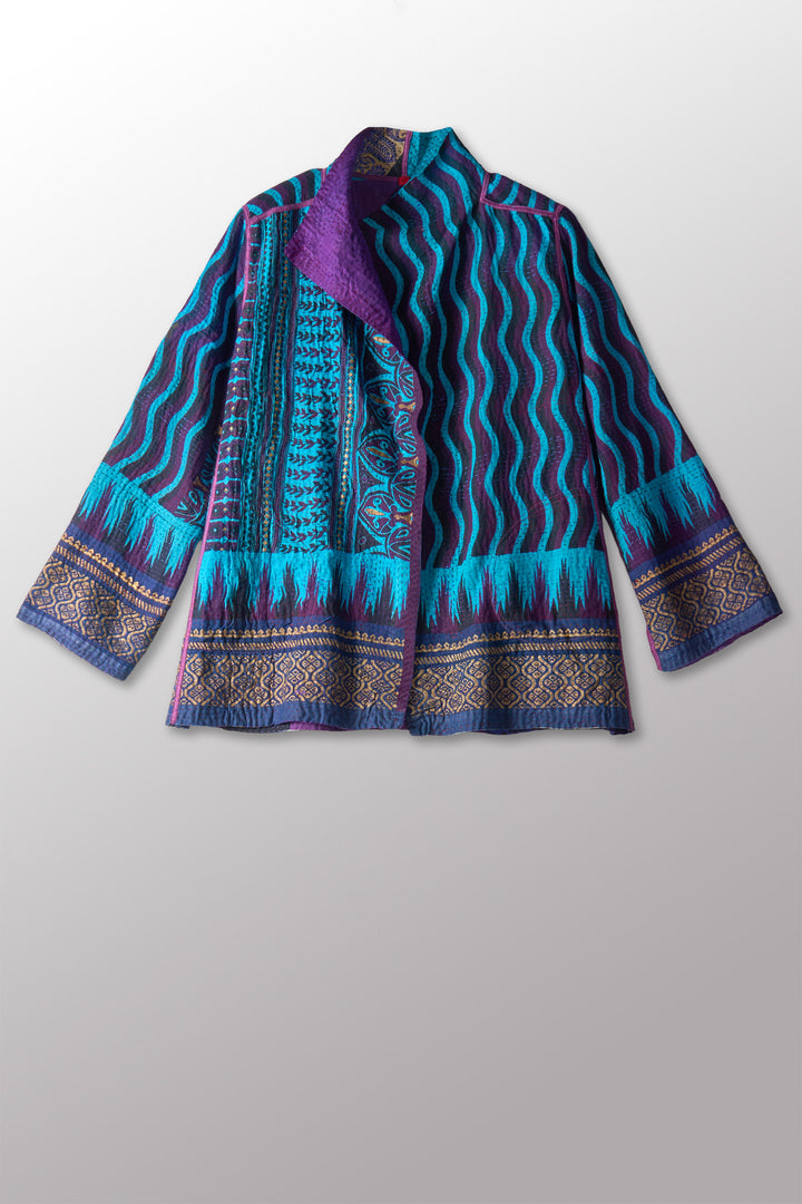 DESERT WAVES KANTHA SHORT JACKET - dw2007-blu -