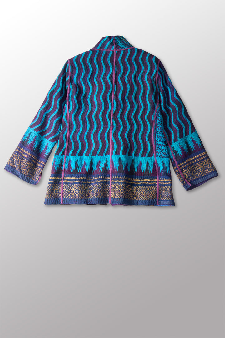 DESERT WAVES KANTHA SHORT JACKET - dw2007-blu -