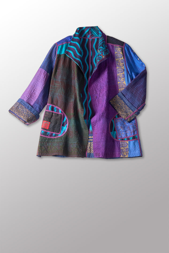 DESERT WAVES KANTHA SHORT JACKET - dw2007-blu -