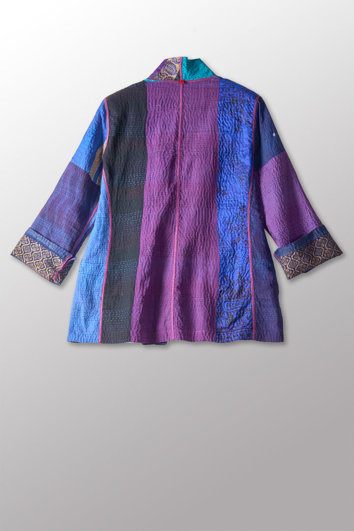 DESERT WAVES KANTHA SHORT JACKET - dw2007-blu -