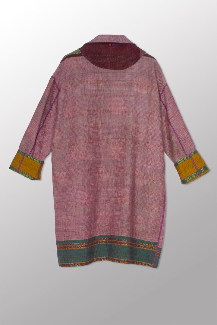 WOVEN VINTAGE COTTON KANTHA LONG LINE JACKET - fw4059-5001s -