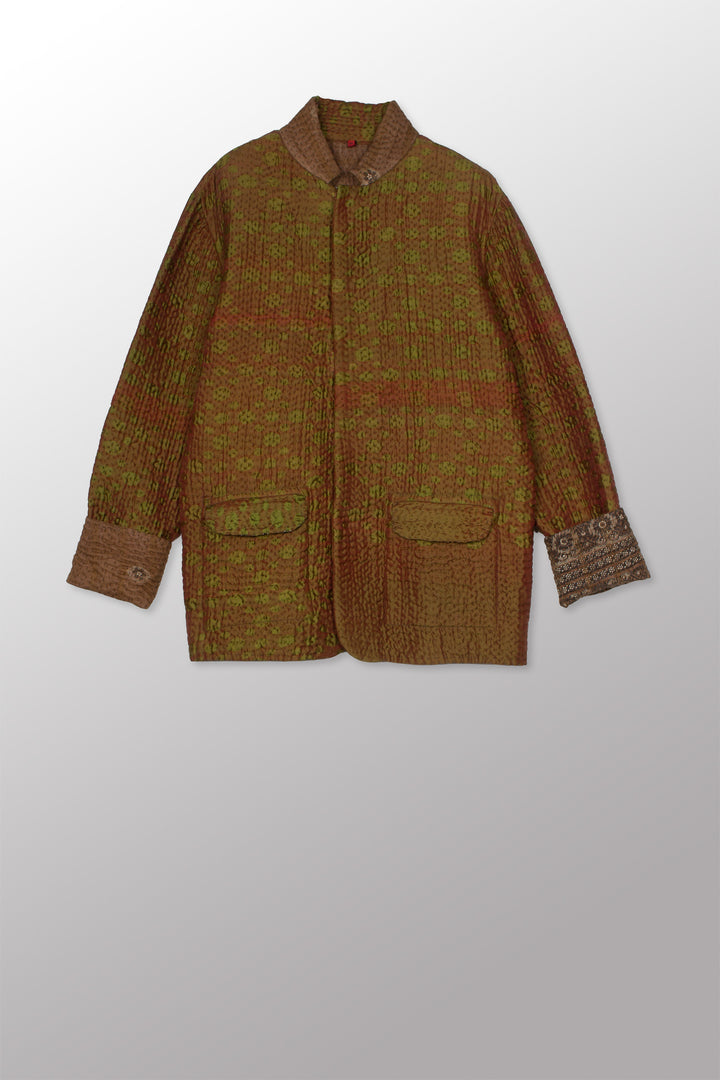 JACQUARD WITH WOVEN KANTHA SIMPLE MEN'S JACKET - jq5072-0004m -