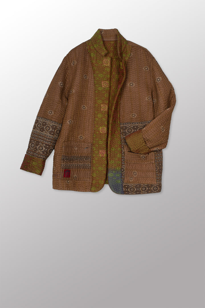 JACQUARD WITH WOVEN KANTHA SIMPLE MEN'S JACKET - jq5072-0004m -