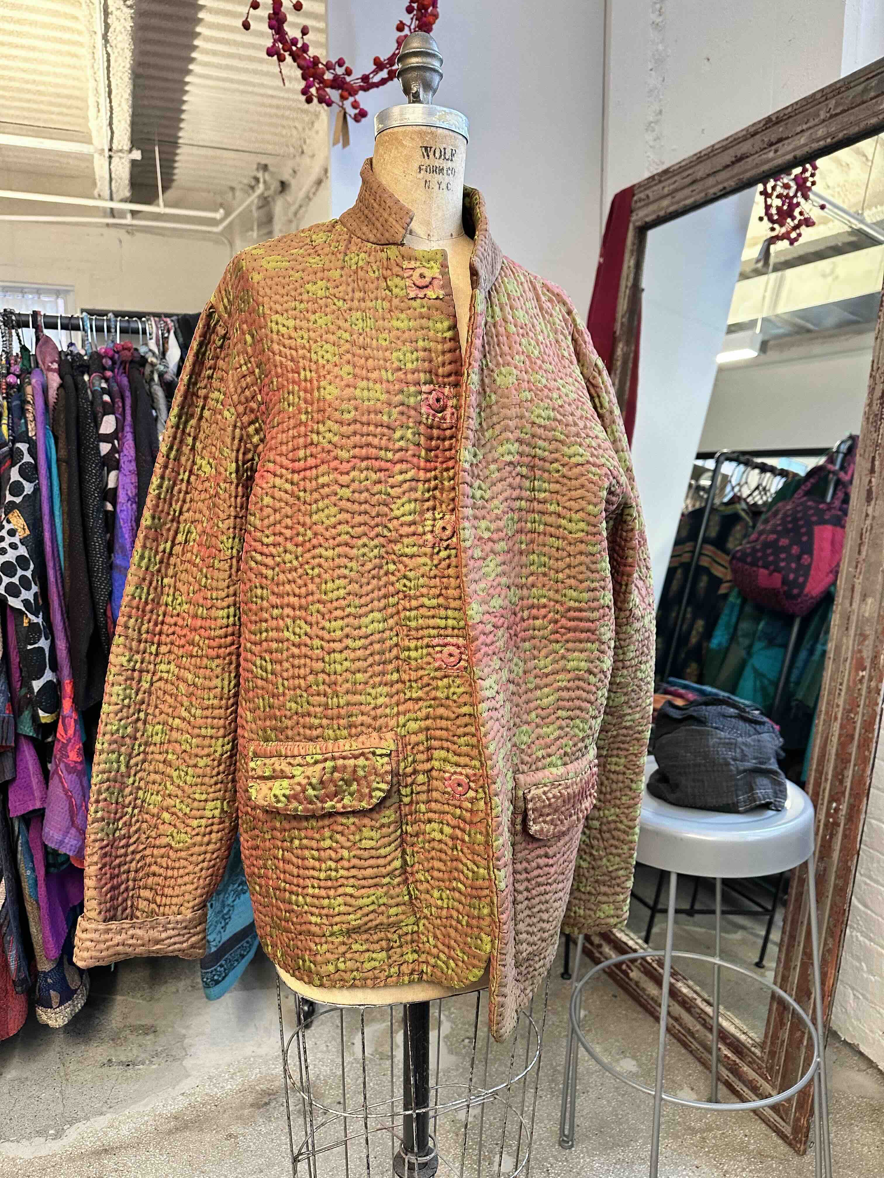 JACQUARD WITH WOVEN KANTHA SIMPLE MEN'S JACKET - jq5072-0004m